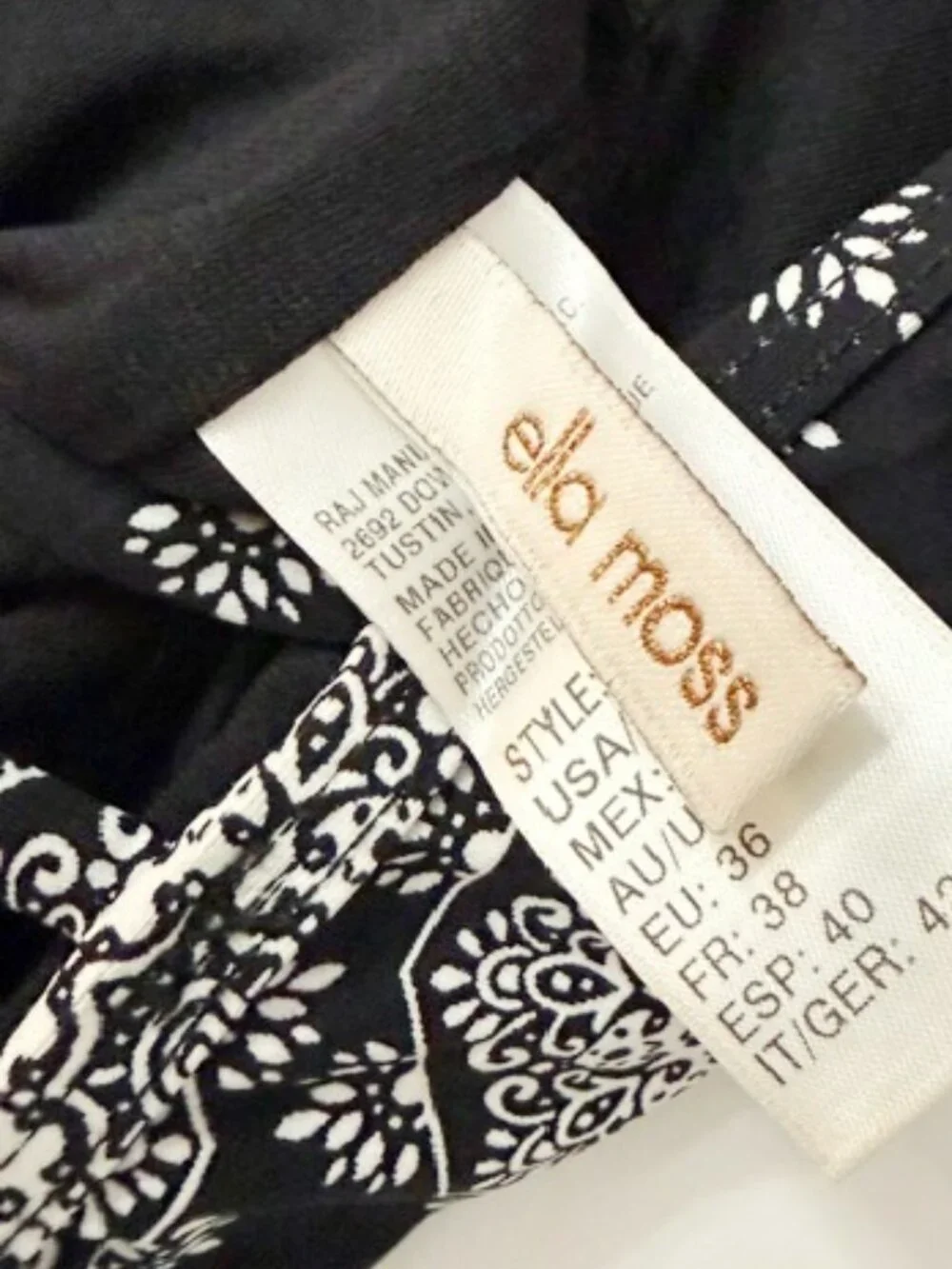 Ella Moss Black White Floral Medallion One Piece Swimsuit Size Sm